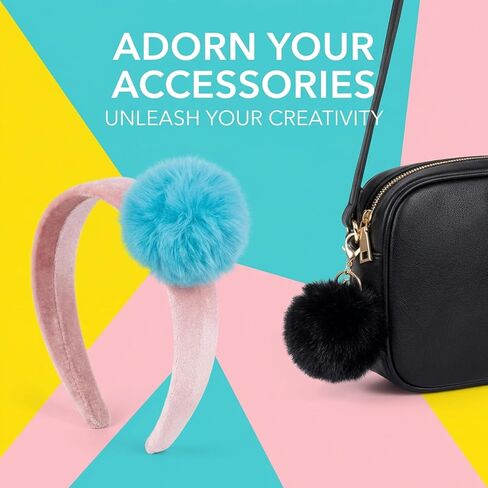 Faux Fur Pom Poms for Hats 12 PCS Set – RAINFLOW Fluffy Pom Poms 2.8 Inch with Elastic Loop, Faux Fur Pom Pom Balls for Beanie Pom Poms Crochet, Pom Poms for Crafts DIY Hats, Beanies, Scarves, Bags in Saudi Arabia