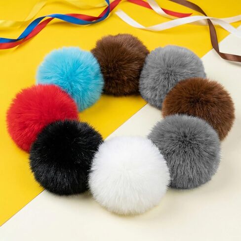 Faux Fur Pom Poms for Hats 12 PCS Set – RAINFLOW Fluffy Pom Poms 2.8 Inch with Elastic Loop, Faux Fur Pom Pom Balls for Beanie Pom Poms Crochet, Pom Poms for Crafts DIY Hats, Beanies, Scarves, Bags in Saudi Arabia