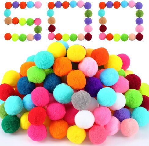 Kifmurase 500 Pcs Multicolor Pom Poms for Craft, 1.2 Inch 20 Colors Pompoms Art and Crafts for Hobby Supplies and Creative Craft DIY Project Material in Saudi Arabia