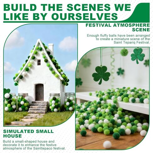 Qumenan 1500 Pieces St. Patrick's Day Pom Poms Green White Small Fluffy Pom Balls Bulk for Crafts Making DIY Hobby Arts Holiday Decorations Supplies (5colors, 1 cm ) in Saudi Arabia