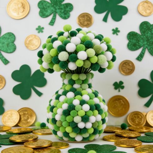 Qumenan 1500 Pieces St. Patrick's Day Pom Poms Green White Small Fluffy Pom Balls Bulk for Crafts Making DIY Hobby Arts Holiday Decorations Supplies (5colors, 1 cm ) in Saudi Arabia