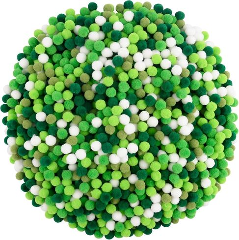1500 قطعة من كرات بوم بوم يوم القديس باتريك من Qumenan، باللون الأخضر والأبيض، كرات صغيرة منفوشة كبيرة الحجم لصناعة الحرف اليدوية، مستلزمات تزيين العطلات (5 ألوان، 1 سم) in Kuwait
