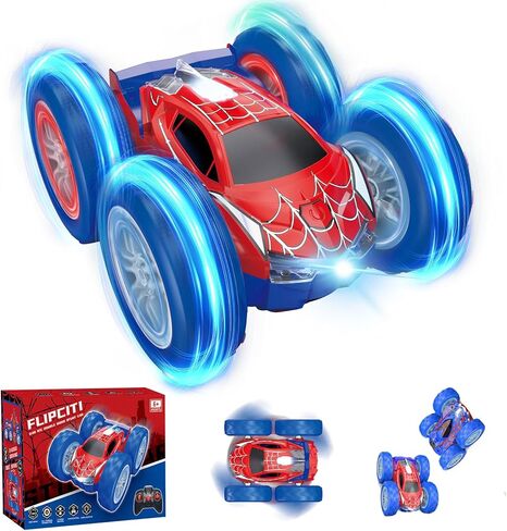 RC سيارات العنكبوت ألعاب للأطفال 4-12، 4WD سيارة التحكم عن بعد سيارة العنكبوت هدية، سيارة حيلة مزدوجة الجوانب مع أضواء LED 2.4 جيجا هرتز 360 درجة الوجه والدوران / الدوران، 60 دقيقة وقت اللعب، هدية للأطفال والأولاد والمبتدئين in Kuwait
