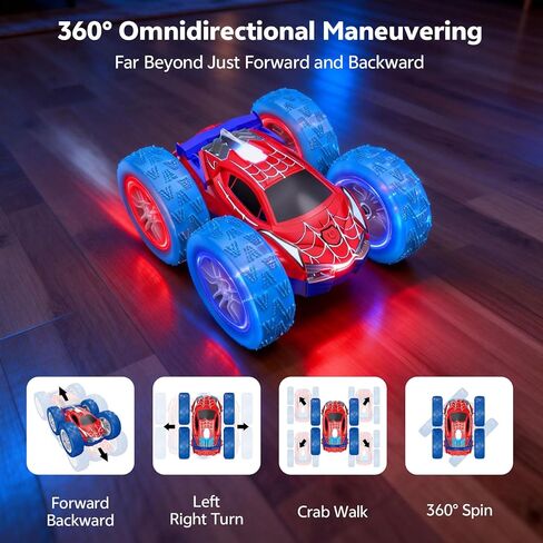 RC سيارات العنكبوت ألعاب للأطفال 4-12، 4WD سيارة التحكم عن بعد سيارة العنكبوت هدية، سيارة حيلة مزدوجة الجوانب مع أضواء LED 2.4 جيجا هرتز 360 درجة الوجه والدوران / الدوران، 60 دقيقة وقت اللعب، هدية للأطفال والأولاد والمبتدئين in Kuwait