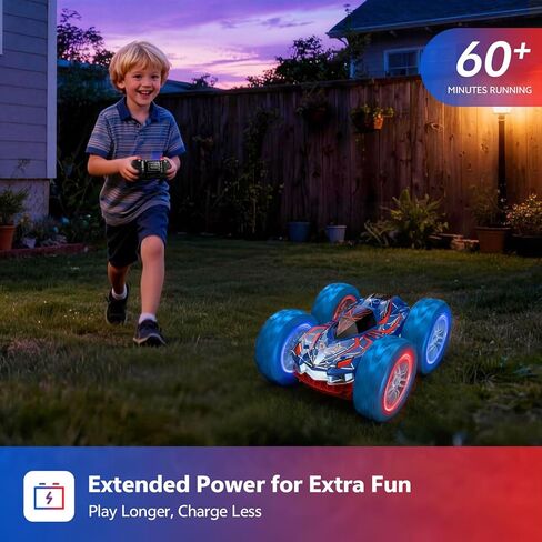 RC سيارات العنكبوت ألعاب للأطفال 4-12، 4WD سيارة التحكم عن بعد سيارة العنكبوت هدية، سيارة حيلة مزدوجة الجوانب مع أضواء LED 2.4 جيجا هرتز 360 درجة الوجه والدوران / الدوران، 60 دقيقة وقت اللعب، هدية للأطفال والأولاد والمبتدئين in Kuwait