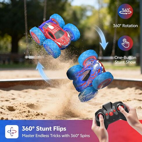 RC سيارات العنكبوت ألعاب للأطفال 4-12، 4WD سيارة التحكم عن بعد سيارة العنكبوت هدية، سيارة حيلة مزدوجة الجوانب مع أضواء LED 2.4 جيجا هرتز 360 درجة الوجه والدوران / الدوران، 60 دقيقة وقت اللعب، هدية للأطفال والأولاد والمبتدئين in Kuwait