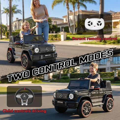 Mercedes-Benz Licensed G63 12V Kids Ride On Car, Ride on Toys with Parental Remote Control, Durable Material Body, Upgrade Motor, LED Lights & Music, Safe Electric Vehicle for Toddlers, Black in Kuwait