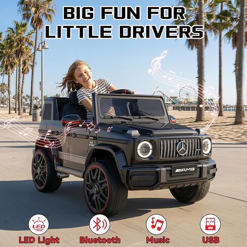 Mercedes-Benz Licensed G63 12V Kids Ride On Car, Ride on Toys with Parental Remote Control, Durable Material Body, Upgrade Motor, LED Lights & Music, Safe Electric Vehicle for Toddlers, Black in Kuwait