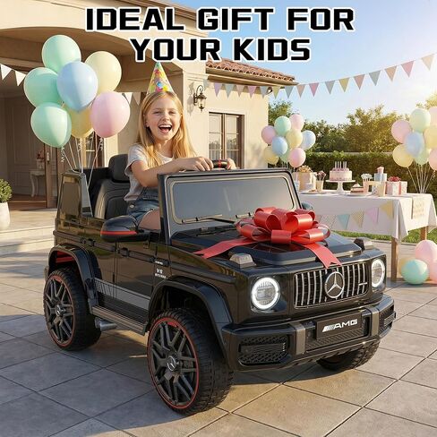 Mercedes-Benz Licensed G63 12V Kids Ride On Car, Ride on Toys with Parental Remote Control, Durable Material Body, Upgrade Motor, LED Lights & Music, Safe Electric Vehicle for Toddlers, Black in Kuwait