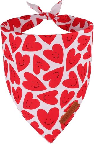 ADOGGYGO Valentines Dog Bandana, Red Pink Heart Pet Scarf Bib, Premium Fabric, Black Red Valentine Bandanas for Medium Large Dogs (Large) in Saudi Arabia