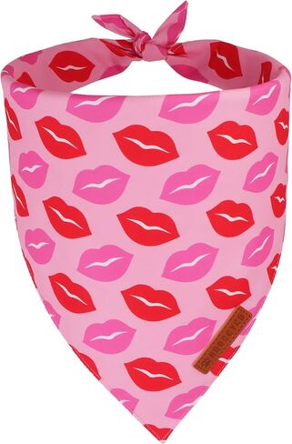 ADOGGYGO Valentines Dog Bandana, Red Pink Heart Pet Scarf Bib, Premium Fabric, Black Red Valentine Bandanas for Medium Large Dogs (Large) in Saudi Arabia