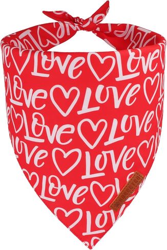 ADOGGYGO Valentines Dog Bandana, Red Pink Heart Pet Scarf Bib, Premium Fabric, Black Red Valentine Bandanas for Medium Large Dogs (Large) in Saudi Arabia