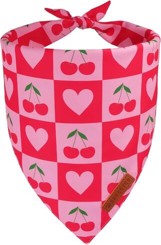 ADOGGYGO Valentines Dog Bandana, Red Pink Heart Pet Scarf Bib, Premium Fabric, Black Red Valentine Bandanas for Medium Large Dogs (Large) in Saudi Arabia