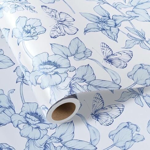 LaRibbons Floral Wrapping Paper Mini Roll, Blue & Purple Watercolor Hydrangea on Pearlescent Background, Elegant Gift Wrap for Wedding, Baby Shower, Bridal Shower, Birthday, 17" x 33'(46.7 sq. ft) in Saudi Arabia