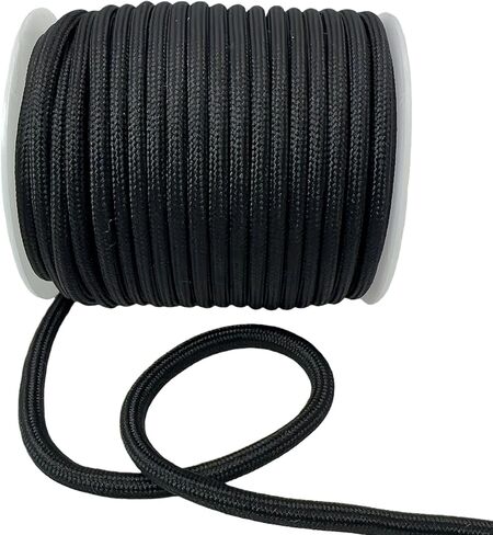 5mm Solid Polyester Rope - 20 Yards Braided Cord for Lanyards, Clothesline, Camping, Plant (1-Black) in Saudi Arabia