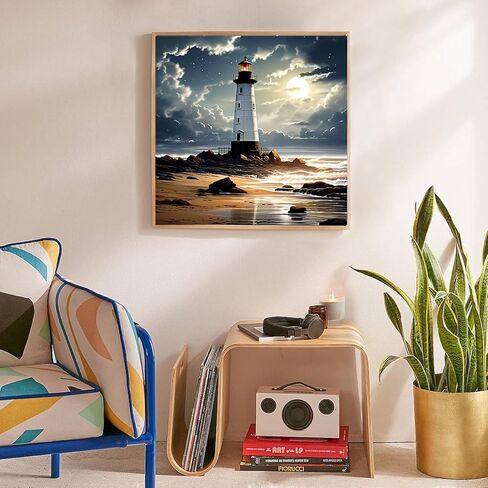 KTHOFCY 5D DIY Beach Landscape Diamond Painting Kits for Adults,Lighthouse Landscape Full Drill Embroidery Cross Stitch Crystal Rhinestone Paintings Arts Wall Decor Painting Dots Kits 13.7X13.7 inch in Saudi Arabia
