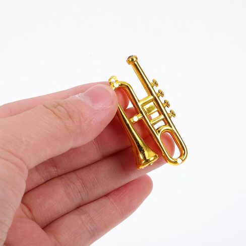 مجموعة الآلات الموسيقية الذهبية الصغيرة، 24 قطعة من زخارف الآلات الموسيقية المصغرة لعيد الميلاد، بيت الدمى، الجيتار، البوق، الترومبون، الساكسفون، ديكور لحفلات شجرة عيد الميلاد، هدايا يدوية الصنع in Kuwait