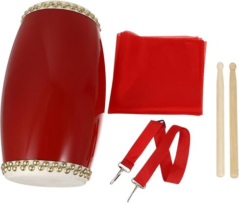 ibasenice Traditional Cowhide Waist Drum Hand Drum Set with Strap and Drumsticks 12.59 Inch Percussion Instrument for Kids Music Education and Cultural Performance in Saudi Arabia