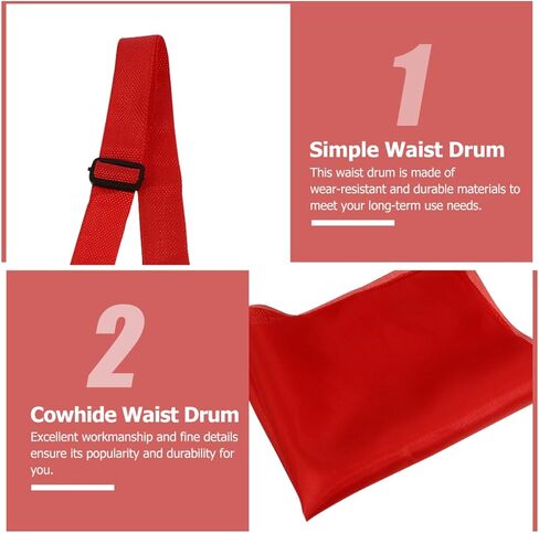 ibasenice Traditional Cowhide Waist Drum Hand Drum Set with Strap and Drumsticks 12.59 Inch Percussion Instrument for Kids Music Education and Cultural Performance in Saudi Arabia
