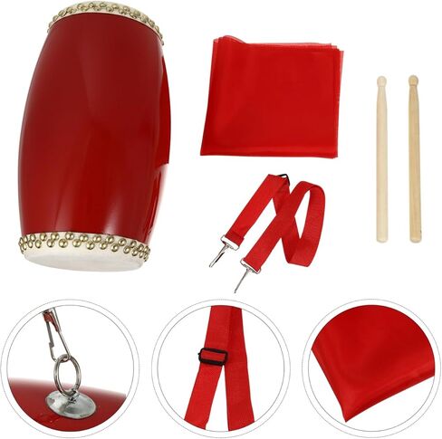 ibasenice Traditional Cowhide Waist Drum Hand Drum Set with Strap and Drumsticks 12.59 Inch Percussion Instrument for Kids Music Education and Cultural Performance in Saudi Arabia