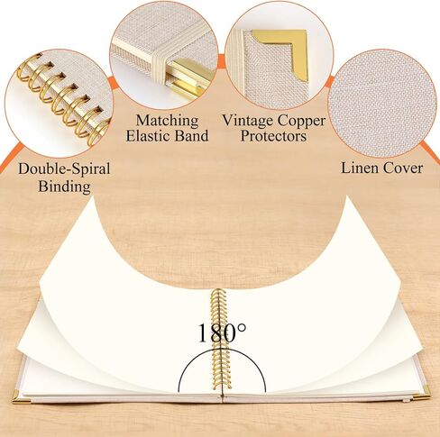 Joyberg Scrap Book Album 80 Pages, 8 x 8 Inch Hardcover Linen Cover Memory Book, DIY Scrapbook Photo Album for Wedding, Anniversary Family, Handicraft Projects (Beige) in Saudi Arabia