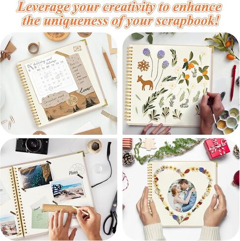 Joyberg Scrap Book Album 80 Pages, 8 x 8 Inch Hardcover Linen Cover Memory Book, DIY Scrapbook Photo Album for Wedding, Anniversary Family, Handicraft Projects (Beige) in Saudi Arabia