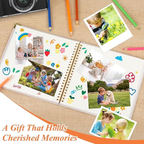 Joyberg Scrap Book Album 80 Pages, 8 x 8 Inch Hardcover Linen Cover Memory Book, DIY Scrapbook Photo Album for Wedding, Anniversary Family, Handicraft Projects (Beige) in Saudi Arabia