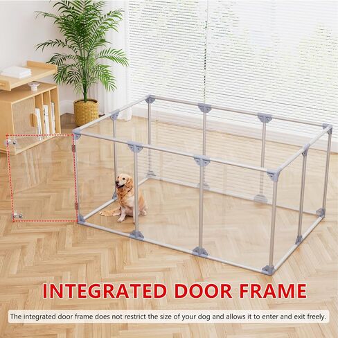 Clear Acrylic Dog Playpen, 10 Panels 29.5 Inch Tall Indoor Pet Play Pen with Door, Transparent Puppy Fence for Small Dogs, Dog Fence Crate Kennel Whelping Cage in Saudi Arabia