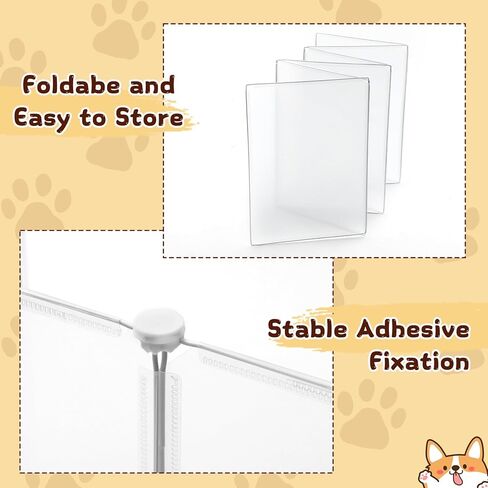 Sintuff Clear Plastic Dog Playpen Gate 8 Panel 165" W x 28" H Transparent Freestanding Pet Playpen Indoor Foldable Adhesive Pet Fence Barrier for Doorway for Small Dogs Puppy in Kuwait
