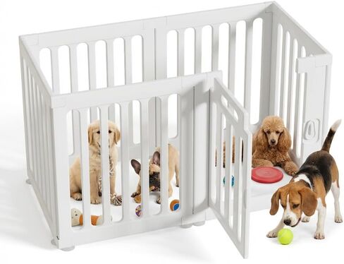Dog Playpen with Door, Portable Large Puppy Playpen for Indoor & Outdoor Use, Tool-Free Assembly Modern Pet Play Pen for Dogs, Cats & Small Animals in Saudi Arabia