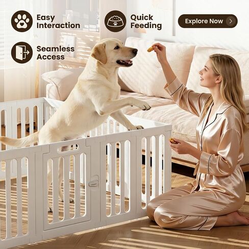 Dog Playpen with Door, Portable Large Puppy Playpen for Indoor & Outdoor Use, Tool-Free Assembly Modern Pet Play Pen for Dogs, Cats & Small Animals in Saudi Arabia