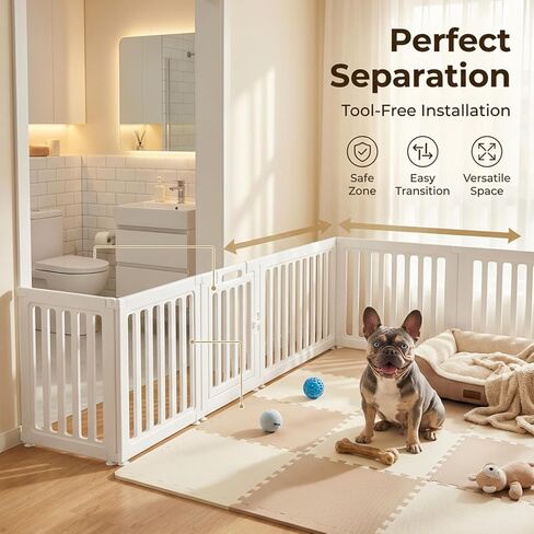 Dog Playpen with Door, Portable Large Puppy Playpen for Indoor & Outdoor Use, Tool-Free Assembly Modern Pet Play Pen for Dogs, Cats & Small Animals in Saudi Arabia
