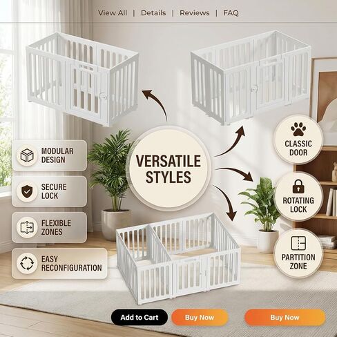 Dog Playpen with Door, Portable Large Puppy Playpen for Indoor & Outdoor Use, Tool-Free Assembly Modern Pet Play Pen for Dogs, Cats & Small Animals in Saudi Arabia