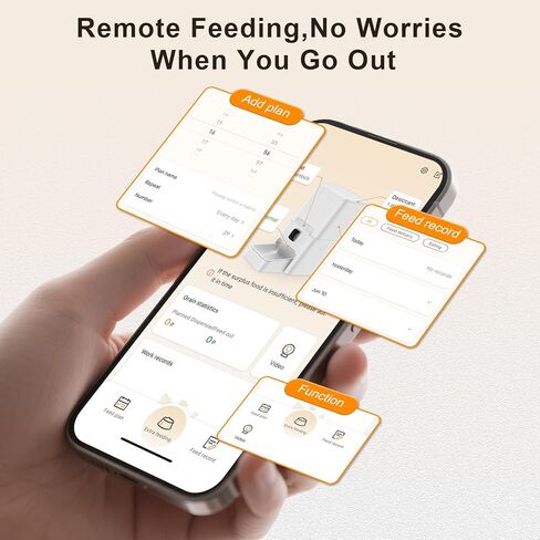 جهاز تغذية تلقائي للقطط مزود بكاميرا، رؤية ليلية بدقة 1080 بكسل عالية الدقة 5G واي فاي جهاز تغذية ذكي للحيوانات الأليفة للقطط والكلاب - التحكم في التطبيق، التغذية في الوقت المناسب، التحكم في الأجزاء، صوت ثنائي الاتجاه، مصدر طاقة مزدوج in Kuwait