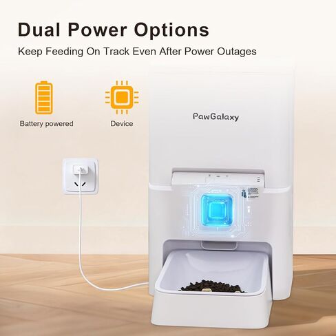 جهاز تغذية تلقائي للقطط مزود بكاميرا، رؤية ليلية بدقة 1080 بكسل عالية الدقة 5G واي فاي جهاز تغذية ذكي للحيوانات الأليفة للقطط والكلاب - التحكم في التطبيق، التغذية في الوقت المناسب، التحكم في الأجزاء، صوت ثنائي الاتجاه، مصدر طاقة مزدوج in Kuwait