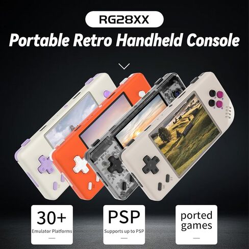 شاشة Aivuidbs rg28xx Retro Game المحمولة 2.83 بوصة IPS، rg 28xx مع بطاقة 64 جيجا محملة مسبقًا 5700 لعبة كلاسيكية، rg28xx يدعم HDMI ومخرج التلفزيون بطارية 3100 مللي أمبير في الساعة in Kuwait