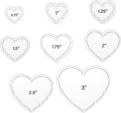 AHANDMAKER 16 PCS Heart Quilting Templates Set，0.75" 1" 1.25" 1.5" 1.75" 2" 2.5" 3" Acrylic Heart Template Ideal Sewing Products Embroidery Pattern Stabilizers for Hand Quilting Patchwork Crafts in Saudi Arabia