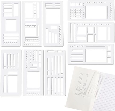 9 PCS Handmade Flexible Record Template Reusable Planner Stencils Templates Versatile Planner Stencils Set with Coils Discs and Rings for Dot Grid Journals Calendar Scrap Booking DIY Craft Supplies in Saudi Arabia