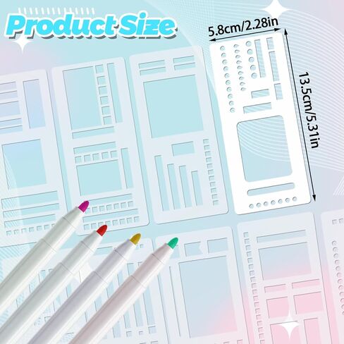 9 PCS Handmade Flexible Record Template Reusable Planner Stencils Templates Versatile Planner Stencils Set with Coils Discs and Rings for Dot Grid Journals Calendar Scrap Booking DIY Craft Supplies in Saudi Arabia