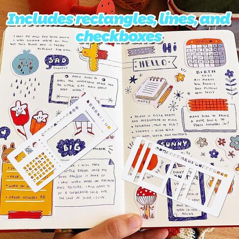 9 PCS Handmade Flexible Record Template Reusable Planner Stencils Templates Versatile Planner Stencils Set with Coils Discs and Rings for Dot Grid Journals Calendar Scrap Booking DIY Craft Supplies in Saudi Arabia