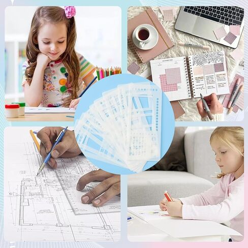 9 PCS Handmade Flexible Record Template Reusable Planner Stencils Templates Versatile Planner Stencils Set with Coils Discs and Rings for Dot Grid Journals Calendar Scrap Booking DIY Craft Supplies in Saudi Arabia