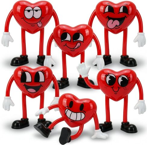 ArtCreativity Heart Bendables - 12 حزمة - ألعاب عيد الحب قابلة للانحناء للأطفال - هدايا حفلات عيد الحب للأولاد والبنات، لعبة تململ لتخفيف التوتر، ألعاب تعليمية للأطفال، حشو حقيبة جودي in Kuwait