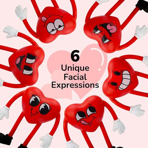 ArtCreativity Heart Bendables - 12 حزمة - ألعاب عيد الحب قابلة للانحناء للأطفال - هدايا حفلات عيد الحب للأولاد والبنات، لعبة تململ لتخفيف التوتر، ألعاب تعليمية للأطفال، حشو حقيبة جودي in Kuwait