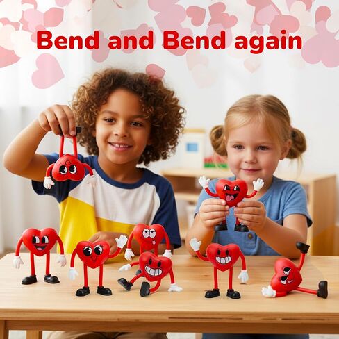 ArtCreativity Heart Bendables - 12 حزمة - ألعاب عيد الحب قابلة للانحناء للأطفال - هدايا حفلات عيد الحب للأولاد والبنات، لعبة تململ لتخفيف التوتر، ألعاب تعليمية للأطفال، حشو حقيبة جودي in Kuwait