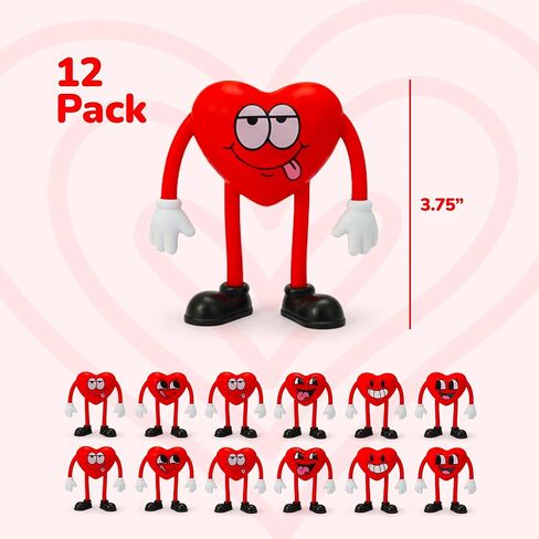 ArtCreativity Heart Bendables - 12 حزمة - ألعاب عيد الحب قابلة للانحناء للأطفال - هدايا حفلات عيد الحب للأولاد والبنات، لعبة تململ لتخفيف التوتر، ألعاب تعليمية للأطفال، حشو حقيبة جودي in Kuwait