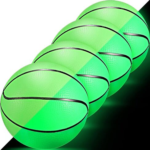 Skylety 4 قطع تتوهج في الظلام كرة سلة صغيرة لكرة السلة الصغيرة منتصف الليل داخلي صغير لطيف كرة نطاطة للبالغين (6.3 بوصة) in Kuwait