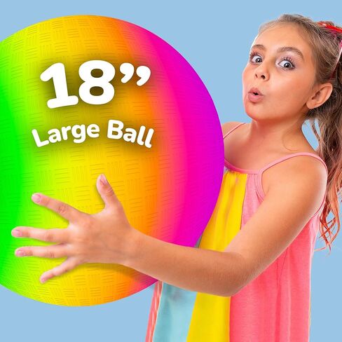 ArtCreativity Rainbow Playground Ball for Kids with Hand Pump, Bouncy 18 Inch Rubber Kick Ball for Backyard, Park & Beach Outdoor Fun, Beautiful Rainbow Colors, Durable Outdoor Toys for Boys & Girls in Saudi Arabia
