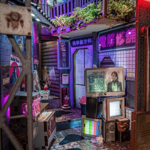 مجموعة Anavrin Book Nook Kit Kowloon Walled City 2049 DIY كتاب خشبي ثلاثي الأبعاد للبالغين والمراهقين ومحبي الكتب، رف الكتب إدراج ديكور المكتبة، هدية إبداعية للعائلة والأصدقاء وكبار السن in Kuwait