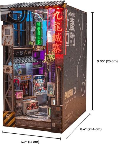 مجموعة Anavrin Book Nook Kit Kowloon Walled City 2049 DIY كتاب خشبي ثلاثي الأبعاد للبالغين والمراهقين ومحبي الكتب، رف الكتب إدراج ديكور المكتبة، هدية إبداعية للعائلة والأصدقاء وكبار السن in Kuwait