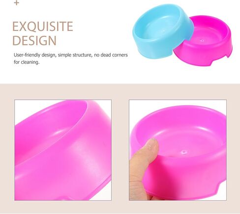 Toyvian 2pcs Candy Color Plastic Puppy Dog Bowls, Round Pet Food and Water Bowl Set for Travel and Home Use, Portable Feeding Dish for Small Dogs and Cats, Blue and Rose Red in Saudi Arabia